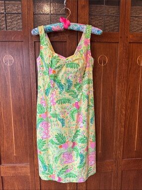 Lilly Pulitzer Miranda Monkey Sorbet Shift Dress, Size 2, EUC